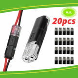 20pcs Pluggable LED Wire Connectors, 2 Pin 2 Way Universal Compact Wire Terminals, Quick Splice Wire Wiring Connector for AWG 20-24, No Stripping Connectors - #HSKIT-18020