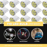 10pcs T10 LED Bulb with 8 SMD White Light Interior/Instrument/License W5W 194 147 152 158 159 161 168 184 192 193 259 280 285 447 464 555 558 585 655 656 657 1250 1251 1252 2450 2652 2921 2825 906 579 - #LEDBB-11005-10