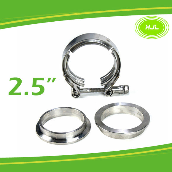 2.5 exhaust clamp 304 Stainless Steel V-band T-bolt Mild Steel Flange 3pcs set - #TOKIT-99025