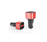 Car Charger 12-24V Dual USB 5V 3.1A with LED Display Voltage and Current-Red - #KC-2U003