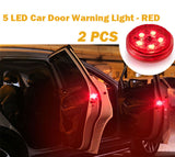 2 PCS Car Door Warning Light 5 LED Wireless Safety Anti collision Alarm Lamp - #ASSRY-73662