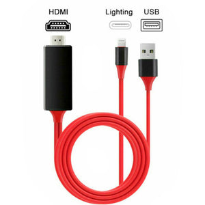 Lightning to HDMI HDTV AV Cable Adapter For iPad iPhone 11/X/XS/6/7/8 Plus Red - #MOBIL-689X1