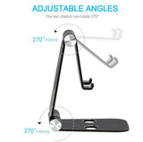 Foldable Smart Phone Tablet (3-10”) Stand Aluminum Alloy Angle-Adjustable-Black - #MOBIL-91972