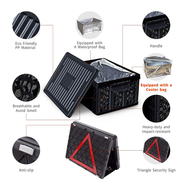 Car Trunk Organizer Box+Cooler&Waterproof Bag Collapsible for Cars Outdoor - #STOGE-BX010